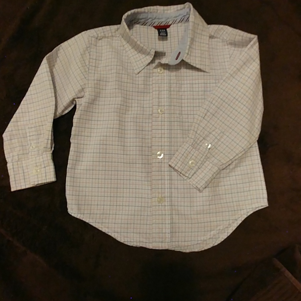 Gap size 3 little boys red and blue strip dress sh